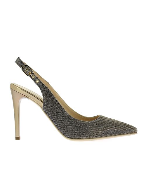 decolleté con tacco in tessuto glitterato argento NERO GIARDINI | E307050DE327